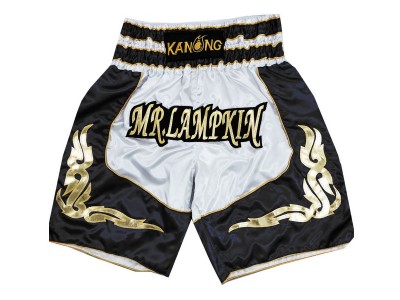 Kanong Customized Boxing Shorts : KNBXCUST-2043-White-Black