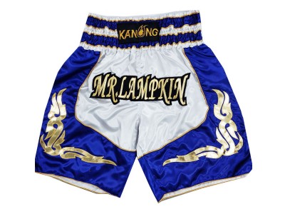 Kanong Individualized Premium Boxing Shorts : KNBXCUST-2043-White-Blue