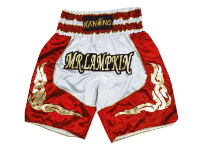 Kanong Personalized Boxing Shorts : KNBXCUST-2043-White-Red