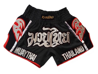 Kanong Women Retro Muay Thai Shorts : KNSRTO-207-Black