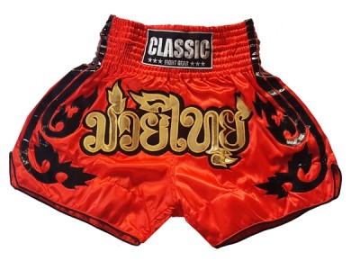 Classic Thai Boxing Kickboxing Shorts : CLS-016-Red