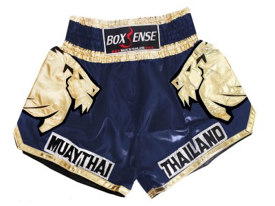 Boxsense Muay Thai Shorts Lion for kids : BXS-303-Navy