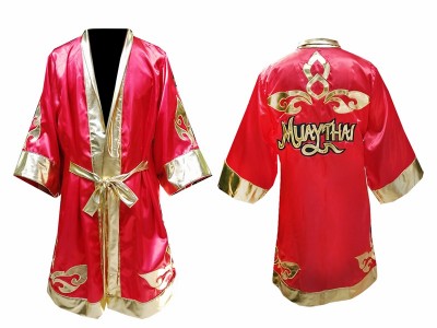 Customized Kanong Kids Muay Thai Boxing Robe : Red Lai Thai