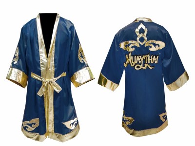 Personalised Kanong Kids Muay Thai Boxing Robe : Navy Lai Thai