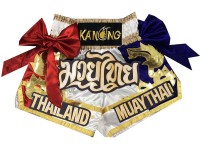 Kanong Ribbons Muay Thai Shorts : KNS-128-White