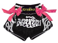 Kanong Ribbons Muay Thai Shorts with bows : KNS-127-Black