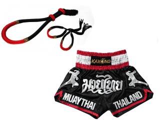 Mongkol Prajead set with Muay Thai Shorts : Set-Mongkol-ThaiStyle-Black-Red-133-Black