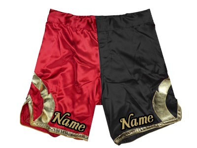 Personalised MMA shorts add name or logo : Red-Black 