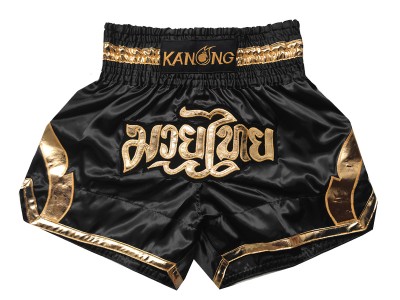 Kanong Muay Thai Boxing Shorts : KNS-144-Black-Gold