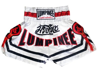 Lumpinee Kids Muay Thai Boxing Shorts : LUM-036-White-K