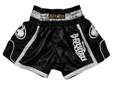 Kanong Women Retro Muay Thai Boxing Shorts : KNSRTO-208-Black