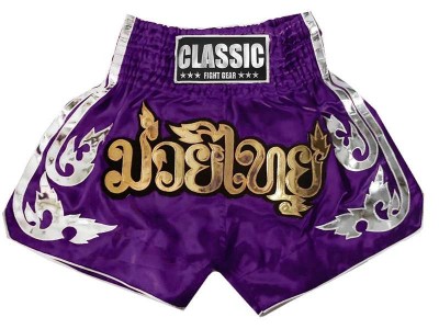 Classic Muay Thai  Boxing Kickboxing Shorts : CLS-015-Purple