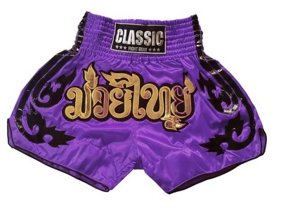 Classic Muay Thai Boxing Shorts : CLS-016-Purple