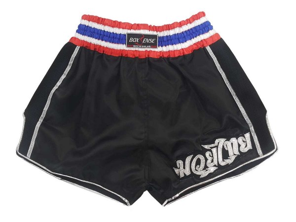 Boxsense Thai Boxing Shorts Retro : BXSRTO-001-Black | muaythaisport.com