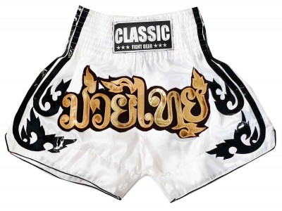 Classic White Thailand Muay Thai Shorts for women : CLS-016 White-W