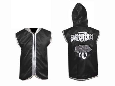 Custom made Elephant Muay Thai Hoodies : Black/Elephant