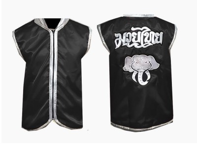 Personalised Muay Thai Cornerman Jacket : Black Elephant