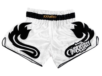 Kanong Low waist Muay Thai Shorts : KNSRTO-209-White