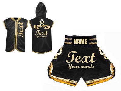 Custom boxing costume - Boxing Hoodies and Boxing Shorts : Black/Gold