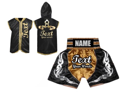 Custom boxing costume -Boxing Hoodies and Boxing Shorts : Gold