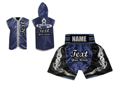 Custom boxing costume -Boxing Hoodies and Boxing Shorts : Navy