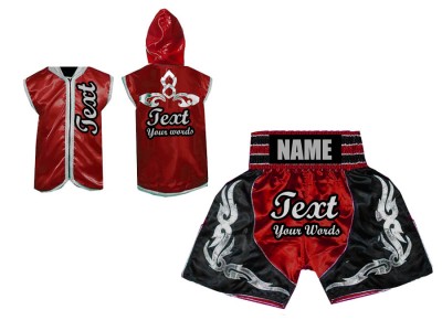 Custom boxing costume -Boxing Hoodies and Boxing Shorts : Red