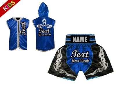 Custom Kids Boxing outfit - Boxing Hoodies and Boxing Shorts : Blue