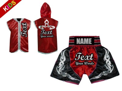 Custom Kids Boxing outfit -Boxing Hoodies and Boxing Shorts : Red