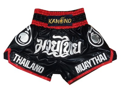 Kanong Punch Flame Muay Thai Boxing Shorts : KNS-118-Black-K