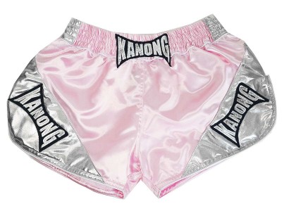 Kanong Woman Retro Muay Thai Pink Shorts : KNSRTO-201-Pink-Silver