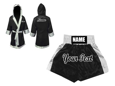 Personalized Boxing Gown and Boxing Shorts : Black