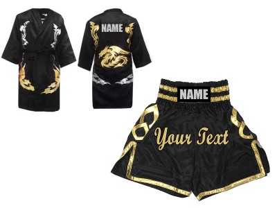 Personalized Boxing Gown and Boxing Shorts : Black/Gold