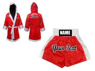 Personalized Boxing Gown and Boxing Shorts : Red